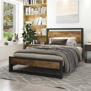 Twin Size Platform Bed Frame with Wood Headboard