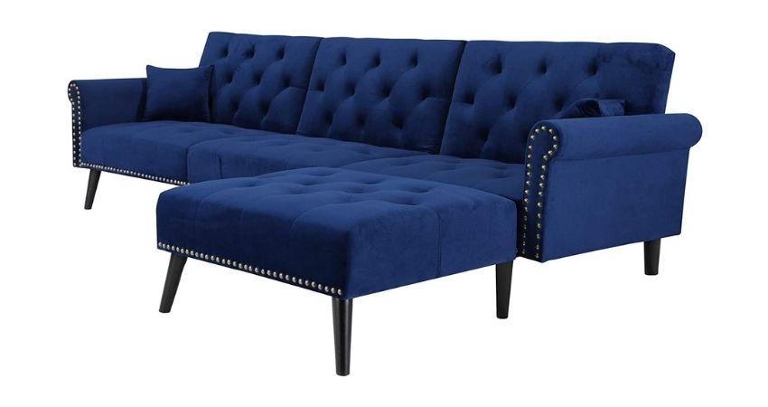 Velvet Fabric Sectional Sofa Set