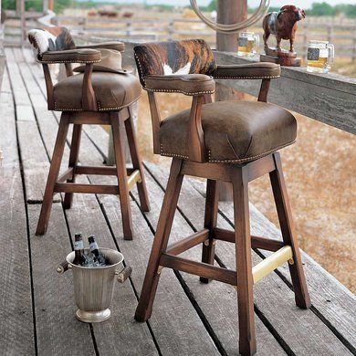 Rustic bar stools with backs and arms